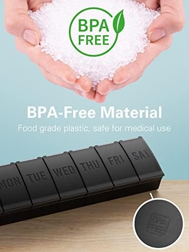 Barhon Pill Organizer Large, Weekly Pill Organizer, Travel Medicine Pill Organizer Portable, 7 Day Pill Box for Big Vitamin Supplements Fish Oil - Image 3