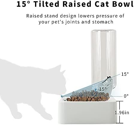 Marchul Tilted Cat Food Bowl with Feeding Mat for Food and Water, Food Feeding Dishes for Raised Cats and Puppies - Image 4