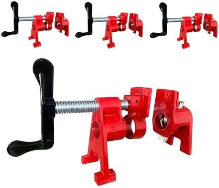 4-Pack 3/4 Inch H-Style Professional Pipe Clamp Set - Designed For Woodworking, Carpentry, Home Improvement, and DIY Jobs