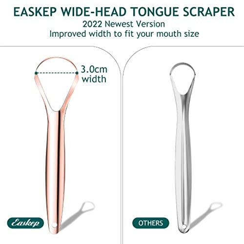 Tongue Scraper (2 Pack), Wide-head Tongue Cleaner with Nice Carrying Box, Easkep 100% Stainless Steel Tongue Scrapers Cleaners, for Men, Women, Adults, Kids - Image 3