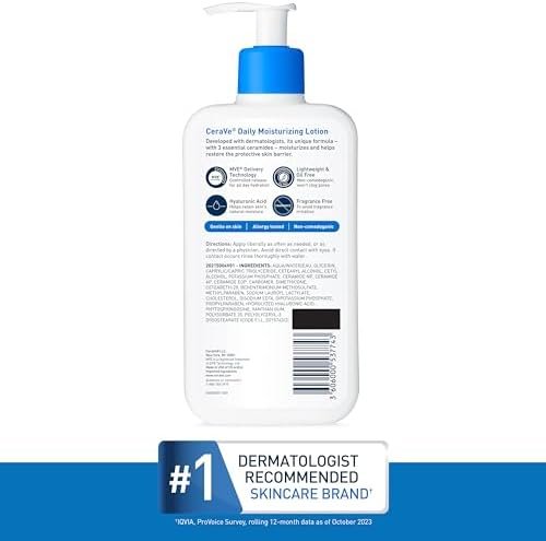 CeraVe Daily Moisturizing Lotion for Dry Skin | Body Lotion & Face Moisturizer with Hyaluronic Acid and Ceramides | Daily Moisturizer | Fragrance Free | Oil-Free | 12 Ounce - Image 4