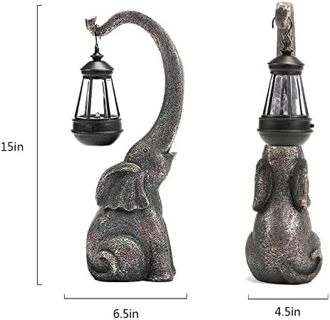 15" Outdoor Sculpture Figurine Statue Elephant Easter Decorations Solar Garden Statues for Patio HomeYard Decor Good Luck Easter Elephant Gift for Woman, Mom Family - Image 2