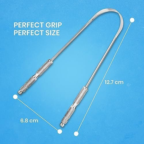 Tongue Scraper for Adults by HOKIN (2Pcs Oral Care Pack) Stainless Steel Tongue Cleaners Reduce Bad Breath 100% Metal Tough Scrapers Men and Women Hygiene Product - Image 2
