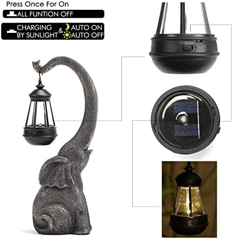 15" Outdoor Sculpture Figurine Statue Elephant Easter Decorations Solar Garden Statues for Patio HomeYard Decor Good Luck Easter Elephant Gift for Woman, Mom Family - Image 4