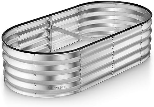 Galvanized Raised Garden Beds Outdoor // 4×2×1 ft Planter Raised Beds for Gardening, Vegetables, Flowers // Large Metal Garden Box (Silver) // Patent Pending Tool-Free Assembly