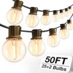 addlon 50FT Outdoor String Lights, G40 Globe LED Patio Lights Waterproof with 27 Plastic Bulbs(2 Spare), ETL Listed Dimmable Outside Hanging Lights Connectable for Backyard Porch Deck