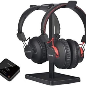 Avantree HT41899 Dual Bluetooth 5.0 Wireless Headphones for TV Watching (Set of 2) with Transmitter (Optical AUX RCA) & Headset Stand, Individual Volume Control, 40Hrs Playtime, Plug n Play, No Delay