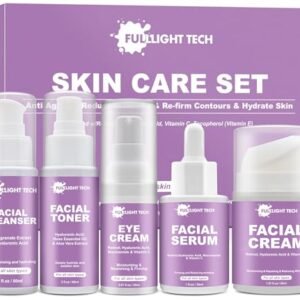 Gifts for Women,Anti Aging Skin Care Routine Kit,Reduce Wrinkles & Hydrate Skin,Facial Cleanser,Toner,Cream,Serum,Eye Cream Skincare Gift Set,Wife Mom Womens Gifts for Christmas Stocking Stuffers