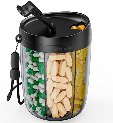 Large Supplement Organizer Bottle, Holds Plenty of Vitamins in 1 Monthly Pill Dispenser with Anti-Mixing & Wide Openings Design, Easy to Retrieve Meds, Includes 20 Pcs Stick-on Labels