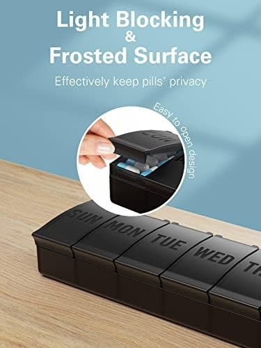 Barhon Pill Organizer Large, Weekly Pill Organizer, Travel Medicine Pill Organizer Portable, 7 Day Pill Box for Big Vitamin Supplements Fish Oil - Image 5