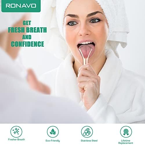 RONAVO Tongue Scraper for Adults, Two Colors Designed for Couples, Cure Bad Breath, Tongue Cleaners Stainless Steel, Metal Tongue Scrapers for Oral Care & Hygiene (2 Pack) - Image 3