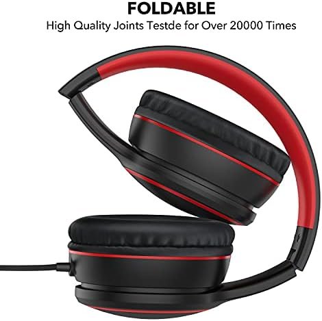 RORSOU R10 On-Ear Headphones with Microphone, Lightweight Folding Stereo Bass Headphones with 1.5M No-Tangle Cord, Portable Wired Headphones for Smartphone Tablet Computer MP3 / 4 (Black) - Image 3