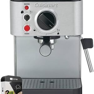 Cuisinart CBC-200SA Stainless Steel Manual Espresso Maker Bundle with 2 YR CPS Enhanced Protection Pack