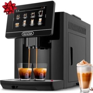 Zulay Magia Super Automatic Coffee Espresso Machine - Durable With Grinder Maker Easy To Use 7” Touch Screen, 19 Recipes, 10 User Profiles