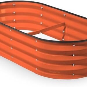 Galvanized Raised Garden Beds Outdoor // 4×2×1 ft Planter Raised Beds for Gardening, Vegetables, Flowers // Large Metal Garden Box (Orange)