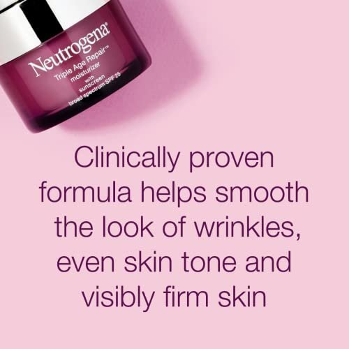 Neutrogena Triple Age Repair Anti-Aging Daily Facial Moisturizer with SPF 25 Sunscreen & Vitamin C, Firming Anti-Wrinkle Face & Neck Cream for Dark Spots, Glycerin & Shea Butter, 1.7 oz - Image 2