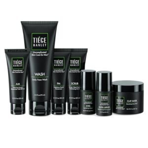 Tiege Hanley Mens Skin Care Set, Revitalization Skin Care Routine for Men (System Level 4) - Men's Skincare Set for Fine Lines Includes Face Wash, Scrub, Moisturizer, Eye Cream, Face Serum, Clay Mask