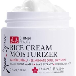 Shinbi Beauty Japanese Skincare Moisturizer for Face - Rice Cream With Rice Ferment + Sake Extract - J Beauty Natural Asian Skincare Products 2oz