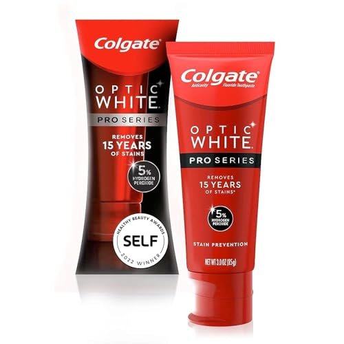 Colgate Optic White Pro Series Whitening Toothpaste with 5% Hydrogen Peroxide, Stain Prevention, 3 oz Tube, 2 Pack