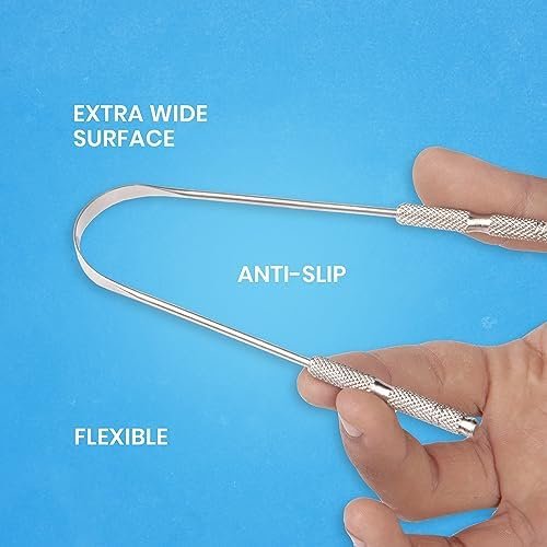 Tongue Scraper for Adults by HOKIN (2Pcs Oral Care Pack) Stainless Steel Tongue Cleaners Reduce Bad Breath 100% Metal Tough Scrapers Men and Women Hygiene Product - Image 5