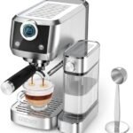 MAttinata Cappuccino Machine, Latte Machine with Automatic Milk Frother, 20 Bar Espresso Machine for Home Gifts, Espresso Maker with Touchscreen, Stainless Steel Style