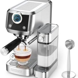 MAttinata Cappuccino Machine, Latte Machine with Automatic Milk Frother, 20 Bar Espresso Machine for Home Gifts, Espresso Maker with Touchscreen, Stainless Steel Style