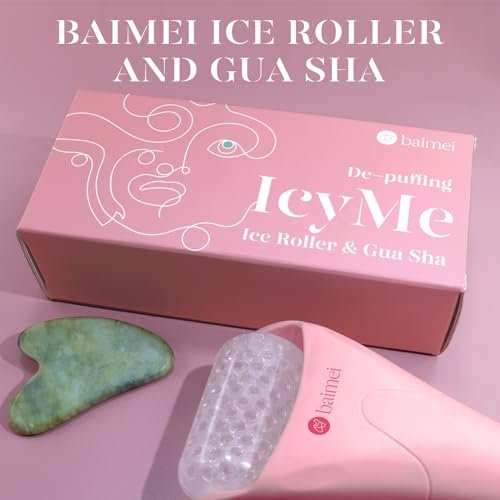 BAIMEI Cryotherapy Ice Roller and Gua Sha Facial Tools Puffiness Redness Reducing Migraine Pain Relief, Skin Care Tools for Face Massager Self Care Gift for Men Women - Pink - Image 5