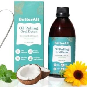 Oil Pulling with Tongue Scraper| Made with Natural Ingredients for Oral Care and Teeth whitening (237 ml) - Oil Pulling for Teeth and Gums with Goodness of Coconut & Clove Oil - Peppermint