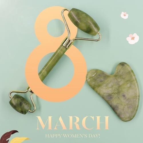 BAIMEI Gua Sha & Jade Roller Facial Tools Face Roller and Gua Sha Set for Puffiness and Redness Reducing Skin Care Routine, Self Care Gift for Men Women - Green - Image 2