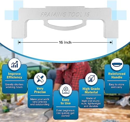 Framing Tools, 16 Inch On-Center Framing Tool, Layout Tools Made of Durable Aluminum, Precision Wall Framing Tool, Measurement Jig Tool For Walls, Roofs, Floors or Ladders - Image 4