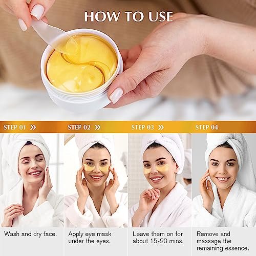 Enaskin Naturals Under Eye Patches Dark Circles Under Eye Masks for Puffiness - 24K Gold Eye Gel Pads Retinol Collagen Hyaluronic Acid Moisturizing & Reducing Wrinkles (24K Gold) - Image 8