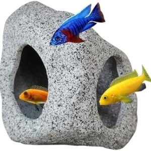 SpringSmart Aquarium Hideaway Rock Cave for Aquatic Pets to Breed, Play and Rest, Safe and Non-Toxic Ceramic Fish Tank Ornaments, Decor Stone for Betta