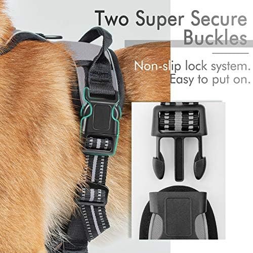 rabbitgoo Dog Harness, No-Pull Pet Harness with 2 Leash Clips, Adjustable Soft Padded Dog Vest, Reflective No-Choke Pet Oxford Vest with Easy Control Handle for Medium Dogs, Grey, M - Image 6