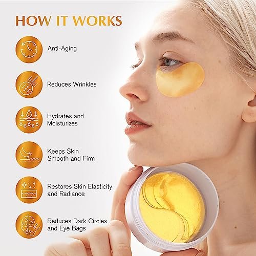 Enaskin Naturals Under Eye Patches Dark Circles Under Eye Masks for Puffiness - 24K Gold Eye Gel Pads Retinol Collagen Hyaluronic Acid Moisturizing & Reducing Wrinkles (24K Gold) - Image 7
