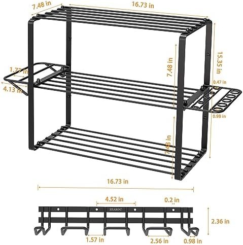 ZEAKOC Power Tool Organizer, 4 Layers Heavy Duty Drill Holder Wall Mount,Metal Garage Tool Organization for Efficient Power Tool Storage,Separate Tool Rack Dad Gift for Father's Day - Image 4