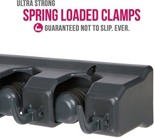 Berry Ave Broom Holder & Wall Mount Garden Tool Organizer - Home Laundry Room, Kitchen, Closet, Shed, Garage Organization and Storage Utility Rack - 5 Slots & 6 Hooks -Rake, Shovel, Mop Hanger (Black) - Image 4