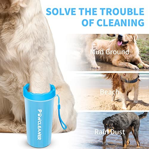 Comotech Dog Paw Cleaner for Large Dogs (with Dog Bath Brush&3 Absorbent Towels) Dog Paw Washer, Dog Foot Cleaner, Dog Bath Brush with Adjustable Ring Handle for Long Short Haired Dogs (Large,Blue) - Image 2