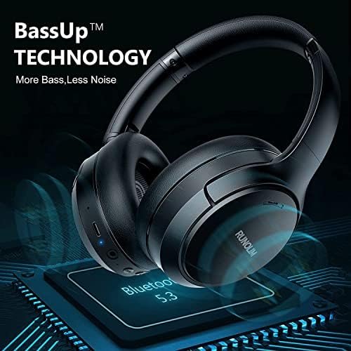RUNOLIM Hybrid Active Noise Cancelling Headphones, Wireless Over Ear Bluetooth Headphones with Microphone, 70H Playtime, Foldable Headphones with HiFi Audio, Deep Bass for Home Travel Office - Image 6