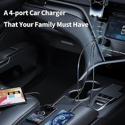 USB C Car Charger, Meagoes 72W 4 Ports Super Fast Automobile Charger Compatible for iPhone 15 Pro/Max/14/13/12/11/iPad Air, Samsung Galaxy S24/S23 Plus/Ultra/S22 Type C Cigarette Lighter USB Charger - Image 2