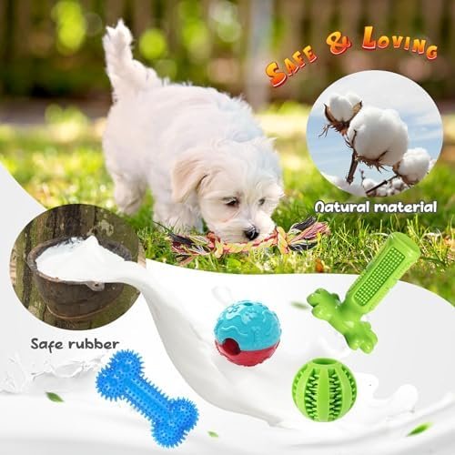 KIPRITII Dog Chew Toys for Puppy - 23 Pack Puppies Teething Chew Toys for Boredom, Pet Dog Toothbrush Chew Toys with Rope Toys, Treat Balls and Dog Squeaky Toy for Puppy and Small Dogs - Image 6