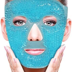 Cold Face Eye Mask Ice Pack Reduce Face Puff, Dark Circles, Gel Beads Hot Heat Cold Compress Pack, Face SPA for Woman Sleeping, Pressure, Headaches, Skin Care, Post Laser Care[Blue]