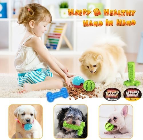 KIPRITII Dog Chew Toys for Puppy - 23 Pack Puppies Teething Chew Toys for Boredom, Pet Dog Toothbrush Chew Toys with Rope Toys, Treat Balls and Dog Squeaky Toy for Puppy and Small Dogs - Image 5