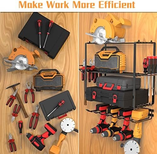 ZEAKOC Power Tool Organizer, 4 Layers Heavy Duty Drill Holder Wall Mount,Metal Garage Tool Organization for Efficient Power Tool Storage,Separate Tool Rack Dad Gift for Father's Day - Image 5