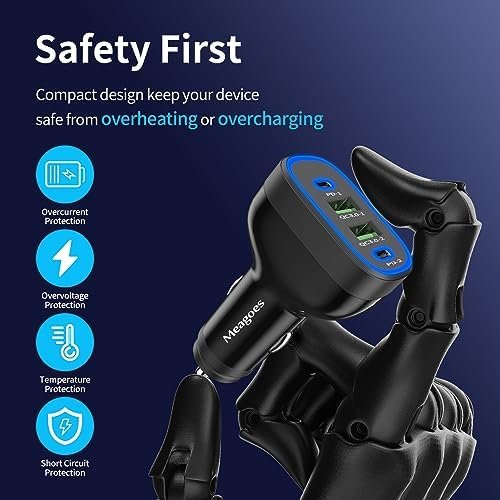 USB C Car Charger, Meagoes 72W 4 Ports Super Fast Automobile Charger Compatible for iPhone 15 Pro/Max/14/13/12/11/iPad Air, Samsung Galaxy S24/S23 Plus/Ultra/S22 Type C Cigarette Lighter USB Charger - Image 7