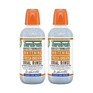 TheraBreath Whitening Mouthwash, Dazzling Mint, Dentist Formulated, 16 Fl Oz (2-Pack)