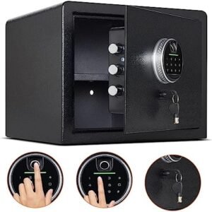 Biometric Security Home Safe, Fingerprint Digital Safe for Home Storage Cash, Jewelry and Valuables 1.2 Cubic Feet Safe Box