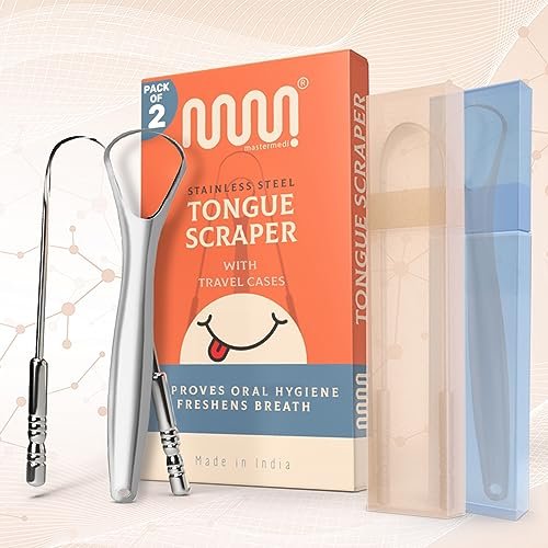 MasterMedi Tongue Scraper with Multicolor Cases (2 Pack), 100% Stainless Steel, Reduce Bad Breath, Easy to Use Tongue Scraper for Adults, Tongue Cleaner for Oral Care & Hygiene - Image 7