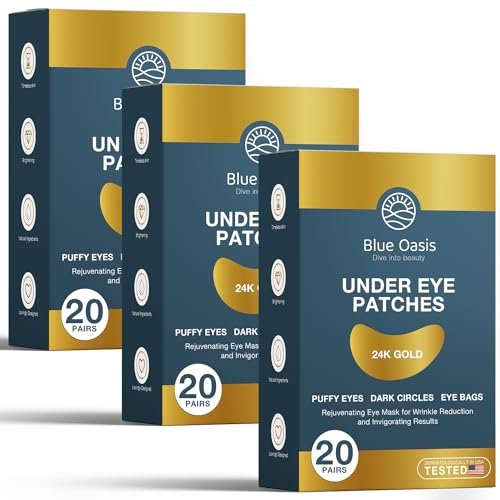 Under Eye Patches for Puffy Eyes and Dark Circles – 24k Gold Under Eye Mask Patches for Puffiness, Beauty & Personal Care Products – Under Eye Masks 60 Pairs Gold Under Eye Patches for Puffy Eyes