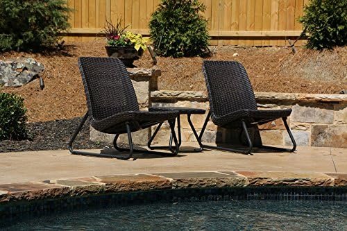 Keter Rio 3 Piece Resin Wicker Patio Furniture Set with Side Table and Outdoor Chairs, Brown - Image 11