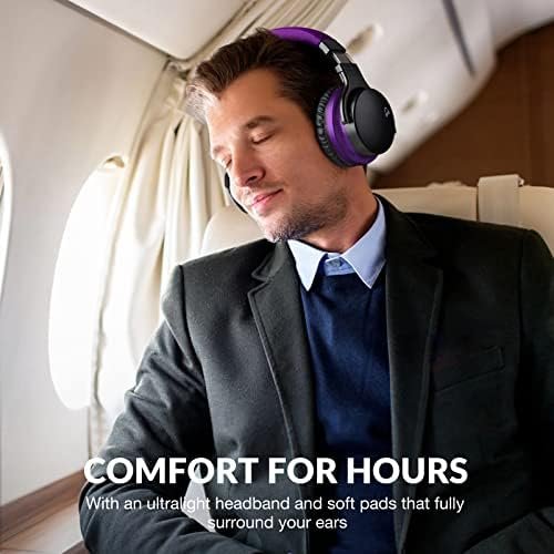 MOVSSOU E7 Active Noise Cancelling Headphones Bluetooth Headphones Wireless Headphones Over Ear with Microphone Deep Bass, Comfortable Protein Earpads, 30 Hours Playtime for Travel/Work, Medium Purple - Image 5